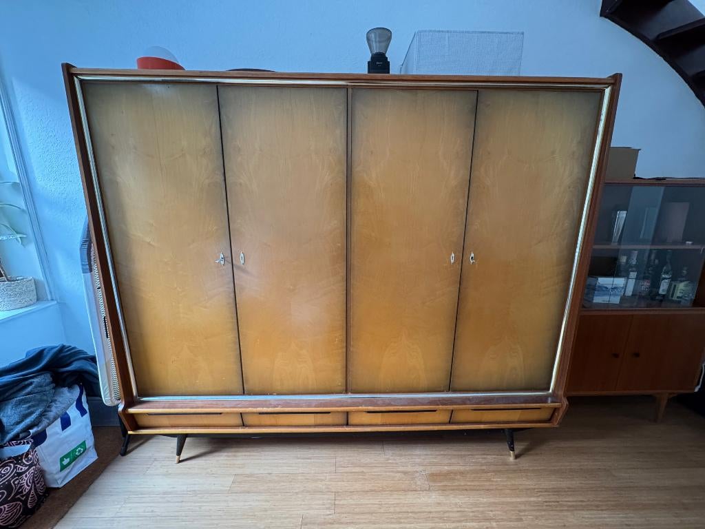 Mid-century kleerkast, Gebruikt, 200 cm of meer, Mid-century, 150 tot 200 cm