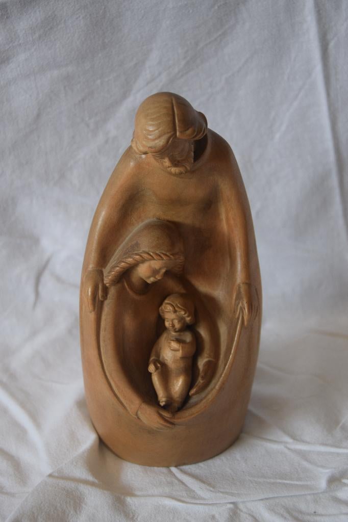 Vintage houten Maria, Jozef en het kindje Jezus, Antiek en Kunst, Ophalen