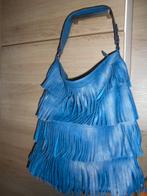 Grote blauwe handtas met franjes, Handtassen en Accessoires, Tassen | Damestassen, Ophalen of Verzenden, Zo goed als nieuw, Blauw