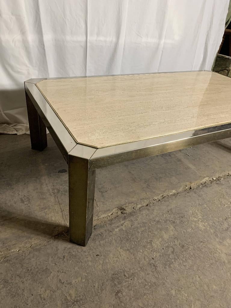 Vintage travertin salontafel, Ophalen, Overige materialen, Gebruikt, 50 tot 100 cm