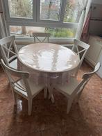 Table IKEA avec 5 chaises blanche, Enlèvement, Comme neuf