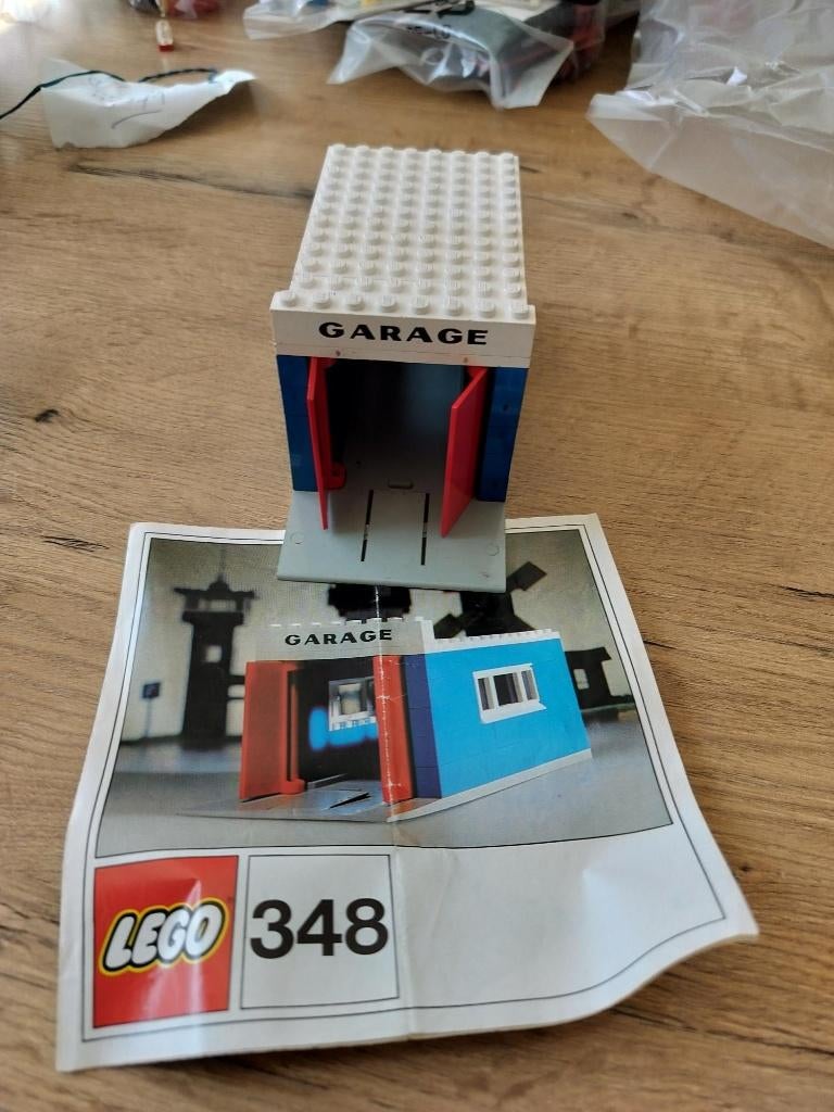 oude lego 348 garage met handleiding 1971, Ophalen of Verzenden, Lego