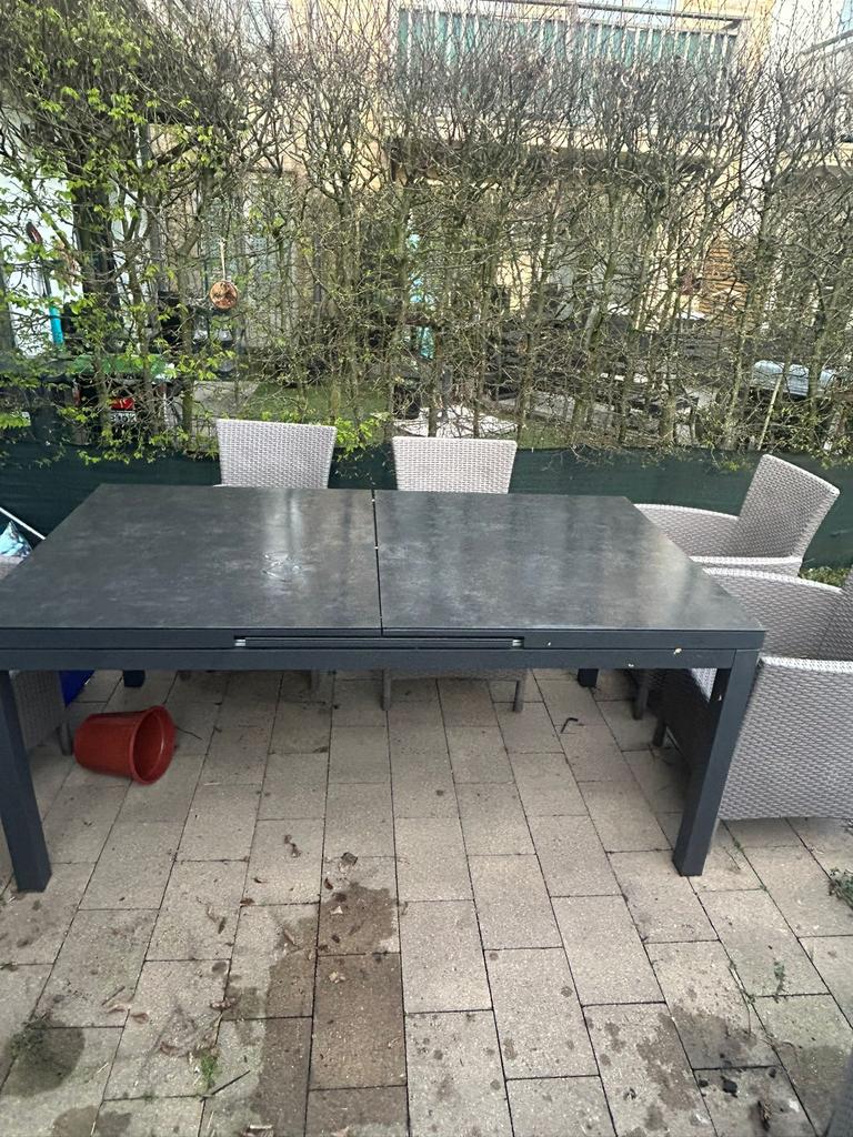 Table de jardin extensible pour 4/8 personnes, Jardin & Terrasse, Enlèvement, Comme neuf, Rectangulaire, Aluminium
