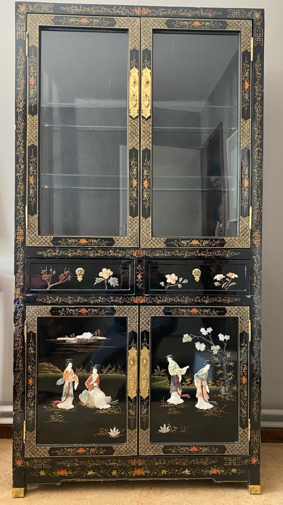 Chinese gelakte vitrinekast/kast, Antiek en Kunst, Antiek | Meubels | Kasten, Ophalen