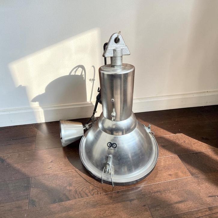Unieke industriële Ryetti hanglamp, een zeldzaam model van h, Antiek en Kunst, Antiek | Tin, Ophalen