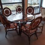 Prachtige rotan salon(tafel en stoelen), Tuin en Terras, Ophalen, Zo goed als nieuw, Rotan