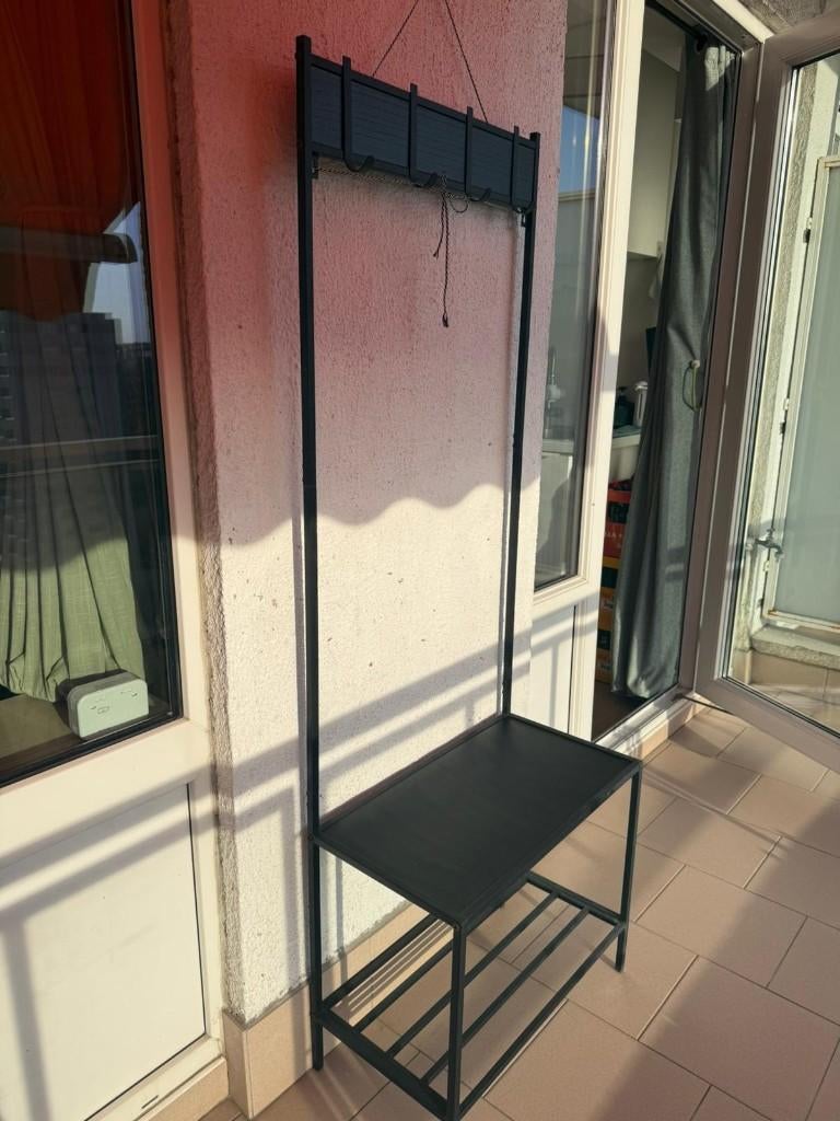 Kapstok met bank en schoenenrek, Ophalen, Gebruikt, Metaal, Staande kapstok