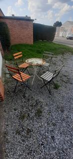 chaises pliantes de jardin plus petite table, Jardin & Terrasse, Chaises de jardin, Enlèvement, Utilisé, Métal, Pliant