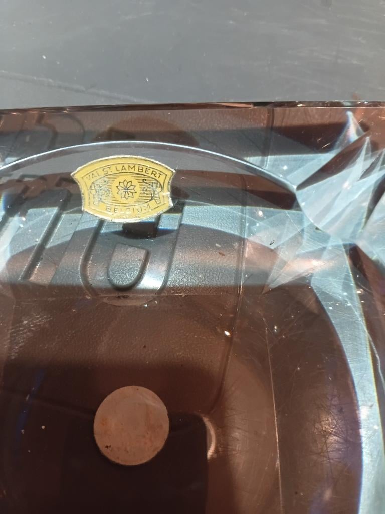 Cendrier en cristal signé Val Saint Lambert — Modernisti, Antiquités & Art, Antiquités | Verre & Cristal, Enlèvement