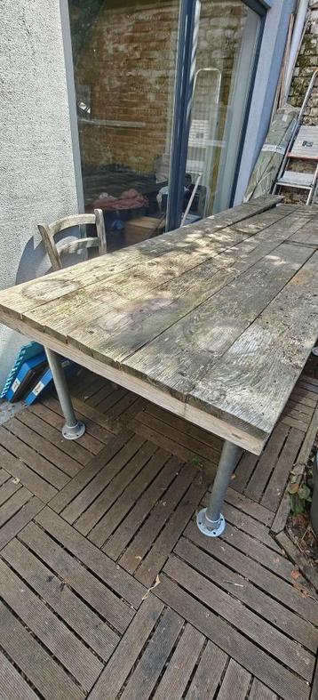 Table Jorg DIY en kit avec tube d'échafaudage et plateau en, Enlèvement, Utilisé, Rectangulaire, Bois