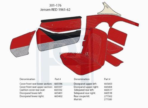 Bekleding P1800 Jensen rood 1961-1962 301-176 kussen achterz, Auto-onderdelen, Interieur en Bekleding, Volvo, Nieuw, Ophalen of Verzenden