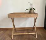 Eiken bijtafel met afneembaar dienblad, Huis en Inrichting, Tafels | Sidetables, Ophalen, Zo goed als nieuw