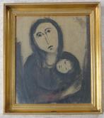 GABY DE PAUW / MOEDER & KIND / ORIGINEEL WERK / 83x74cm KAD, Antiek en Kunst, Ophalen