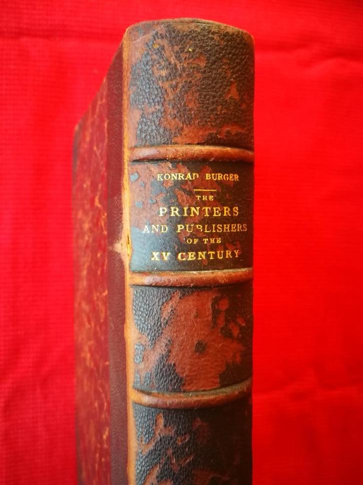 Oud boek over boekdrukkers & uitgevers in de 15e eeuw (BG112, Antiek en Kunst, Antiek | Boeken en Manuscripten, Ophalen of Verzenden