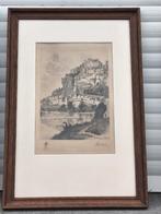 Gravure la dordogne a beynac signe p desbois, Antiquités & Art, Art | Eaux-fortes & Gravures, Enlèvement ou Envoi