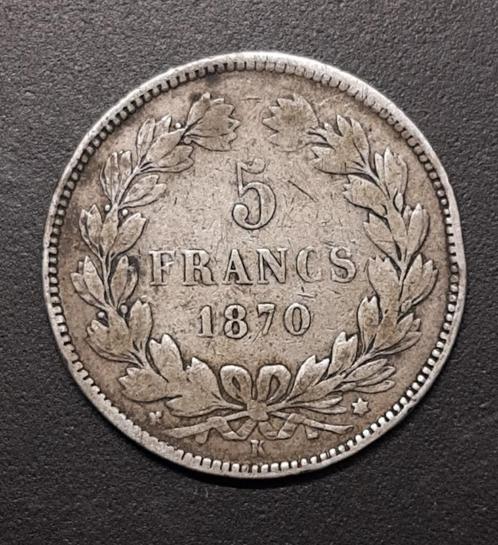 République Française 5 francs, 1870 'K' Bordeaux, Timbres & Monnaies, Monnaies | Europe | Monnaies non-euro, Monnaie en vrac, France