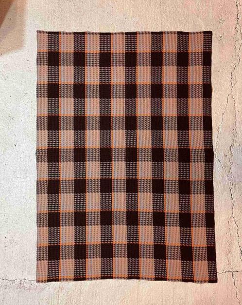 Retro Grand Foulard picknickkleed wafel bruin oranje 210/150, Maison & Meubles, Accessoires pour la Maison | Plaids & Couvertures