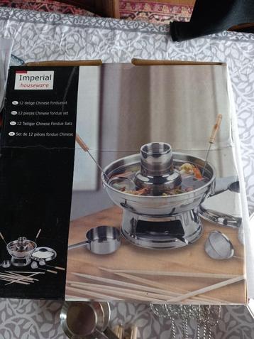 chinees fonduestel, Enlèvement, Comme neuf, Brûleur, Service à fondue