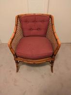 Rotan zeteltje met bordeaux bekleding H80xB70xD70, Ophalen, Gebruikt