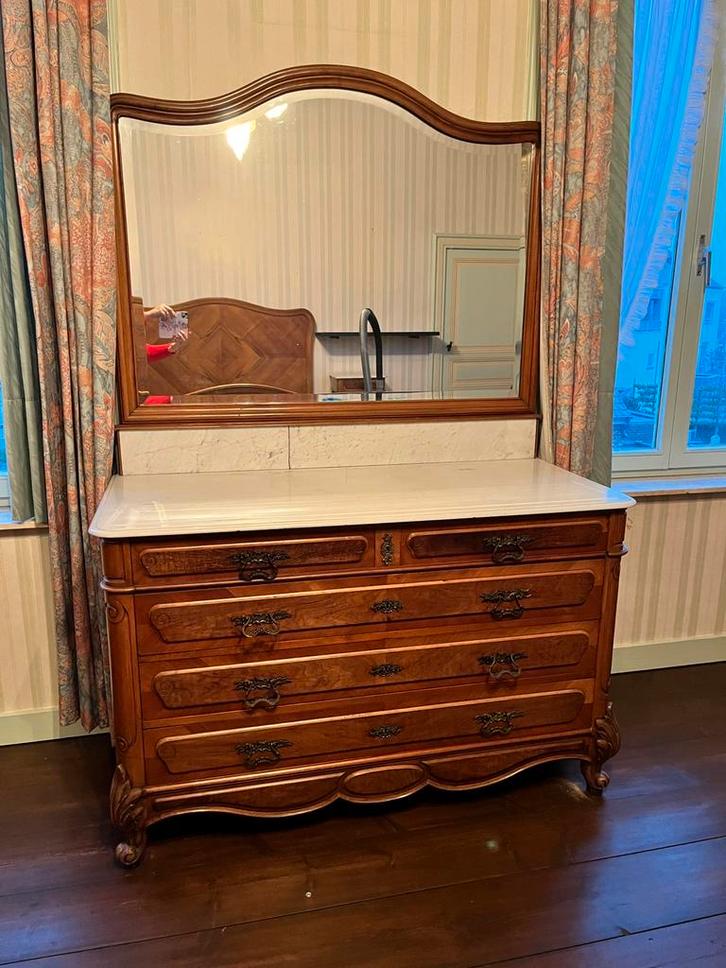 Mooie antieke commode met bijhorende spiegel, Huis en Inrichting, Kasten | Ladekasten, Ophalen