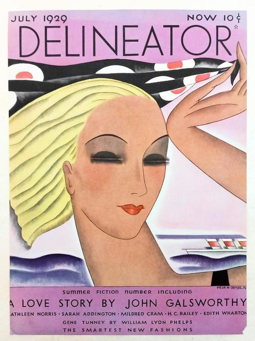 Art deco cover Delineator July 1929 Helen Dryden, Antiek en Kunst, Kunst | Litho's en Zeefdrukken, Ophalen of Verzenden