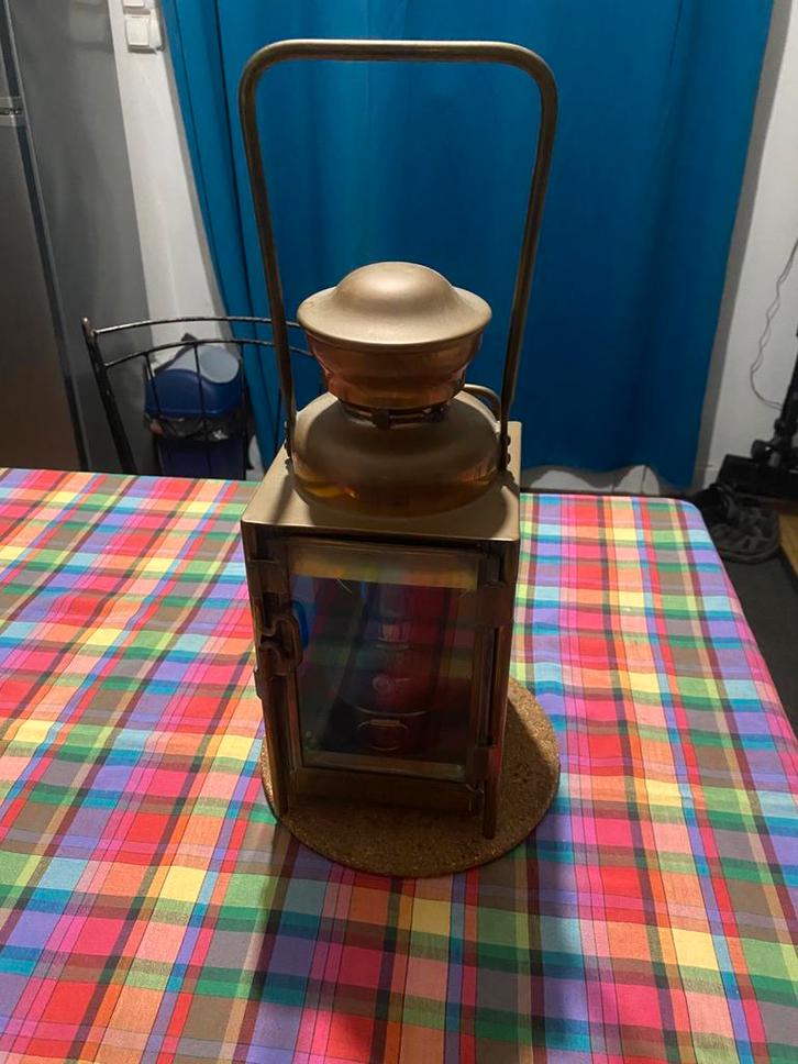 SNCF-treinlantaarn in messing en koper in perfecte staat, Antiek en Kunst, Antiek | Verlichting, Ophalen of Verzenden