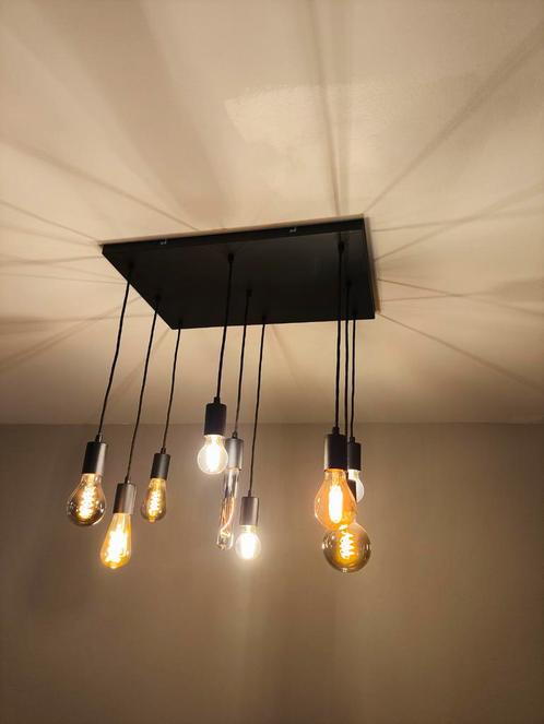 Hanglamp Corep Aksel zwart 9x E27, Huis en Inrichting, Lampen | Hanglampen, Zo goed als nieuw, Ophalen