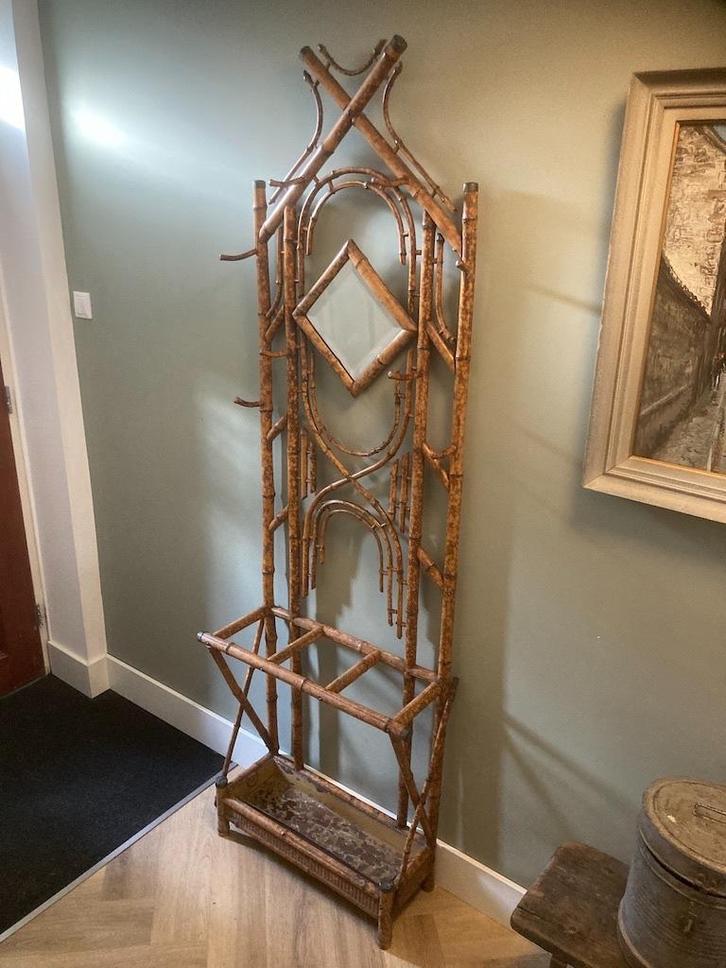 Bamboe Kapstok Frans Koloniaal Jaren 20, Huis en Inrichting, Woonaccessoires | Kapstokken, Gebruikt, Staande kapstok, 200 cm of meer