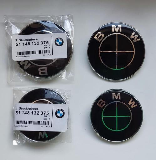 2 volledig zwarte logo-emblemen voor motorkap en kofferbak v, Auto-onderdelen, Klein materiaal, BMW, Nieuw, Ophalen of Verzenden
