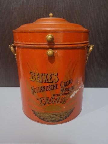 oude metalen doos voor cacao-reclame van Betke beschikbaar voor biedingen