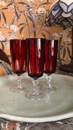 3 vintage fluiten met kristallen bogen, Verzamelen, Glas en Drinkglazen, Ophalen, Zo goed als nieuw