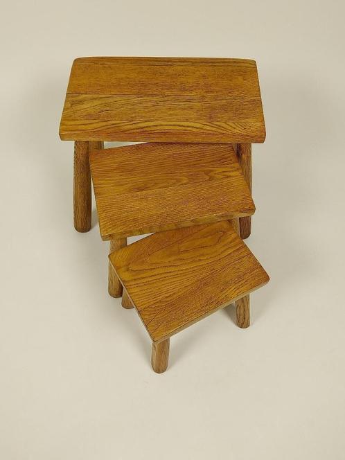 Set van 3 Brutalist Bijzettafels, Huis en Inrichting, Tafels | Sidetables, Gebruikt, 25 tot 50 cm, 50 tot 100 cm, Rechthoekig
