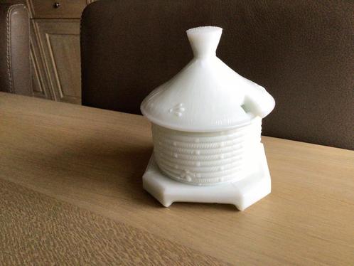 Vintage honingpot Meli, in opaline glas, Verzamelen, Merken en Reclamevoorwerpen, Zo goed als nieuw, Ophalen of Verzenden