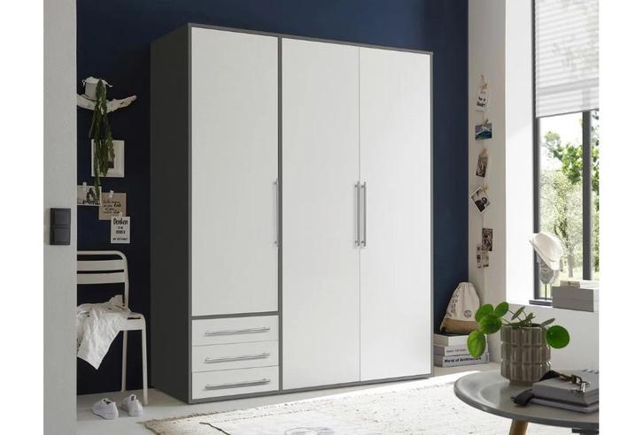 Grote kledingkast. Wit met antraciet of eiken, Maison & Meubles, Armoires | Penderies & Garde-robes, Neuf, 150 à 200 cm, 150 à 200 cm