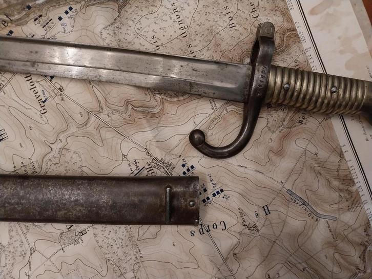 Sabelbajonet Chassepot hetzelfde nummer, Verzamelen, Militaria | Algemeen, Landmacht, Zwaard of Sabel, Ophalen of Verzenden