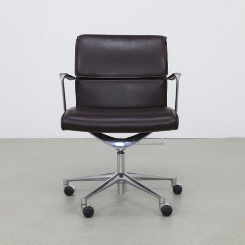 Office Chair in Leather and Aluminium by ICF Italy, 1990s, Huis en Inrichting, Bureaustoelen, Gebruikt, Bureaustoel, Ophalen of Verzenden