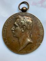 Bronzen medaille koning Albert 1 ( 1875-1934 ) - A. Mauquoy, Antiquités & Art, Curiosités & Brocante, Enlèvement ou Envoi