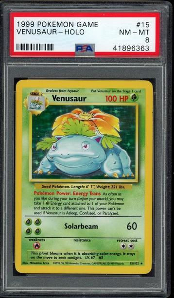 Venusaur Holo PSA 8 - 15/102 - Base Set 1999 beschikbaar voor biedingen