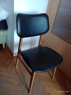 VINTAGE oude bureaustoel hout en zwart kunstleer, Ophalen