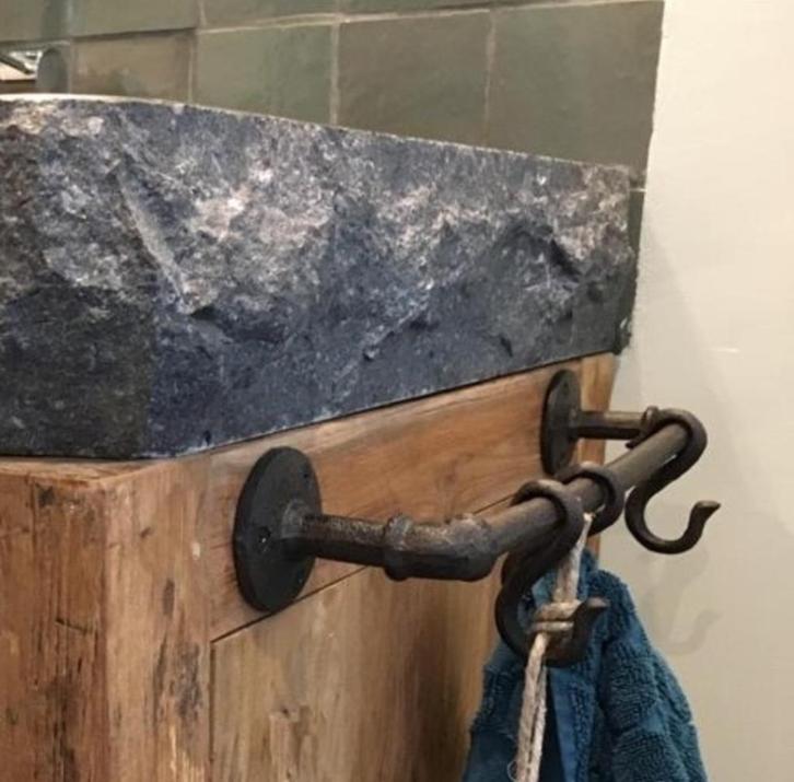 Kapstok-Handdoekenrek Met Haken - Gietijzer Bruin  Landelijk, Huis en Inrichting, Woonaccessoires | Kapstokken, Nieuw, Wandkapstok