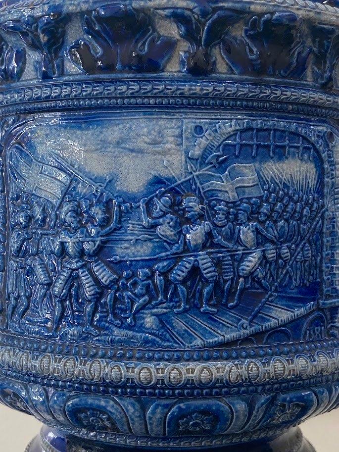 Genummerde antieke pot in blauw WESTERWALD aardewerk, Antiek en Kunst, Antiek | Vazen, Ophalen