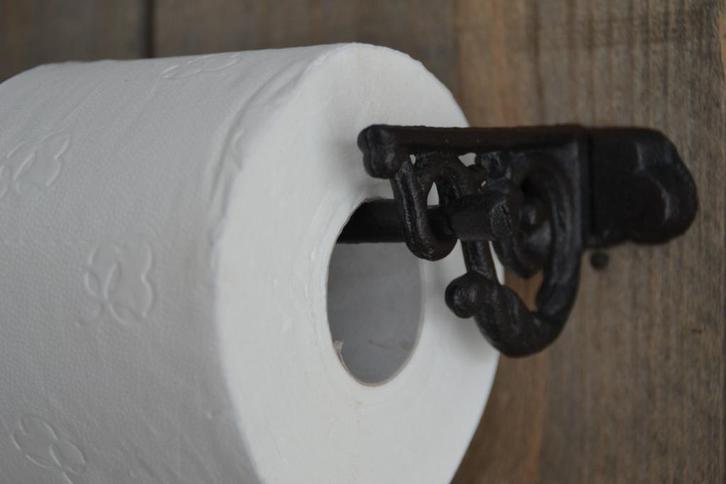 WC ROLHOUDER ~ gietijzer krul bruin~ STOER LANDELIJK, Huis en Inrichting, Badkamer | Badtextiel en Accessoires, Nieuw, Overige typen