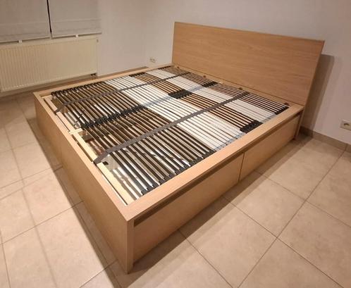 Bed MALM, Huis en Inrichting, Slaapkamer | Bedden, Zo goed als nieuw, Tweepersoons, 160 cm, 200 cm, Hout, Beige, Ophalen