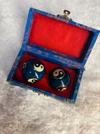 Meridiaankogels met blouwe Yin Yang motief 4.5cm, Ophalen of Verzenden