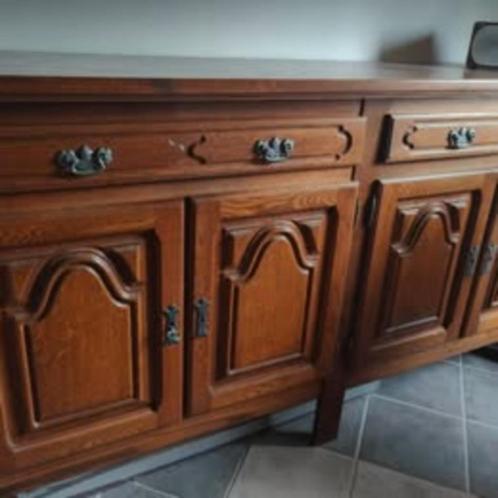 dressoir en barkast: bruine houtskleur, Huis en Inrichting, Kasten | Dressoirs, Gebruikt, Met lade(s), Met deur(en), Met plank(en)