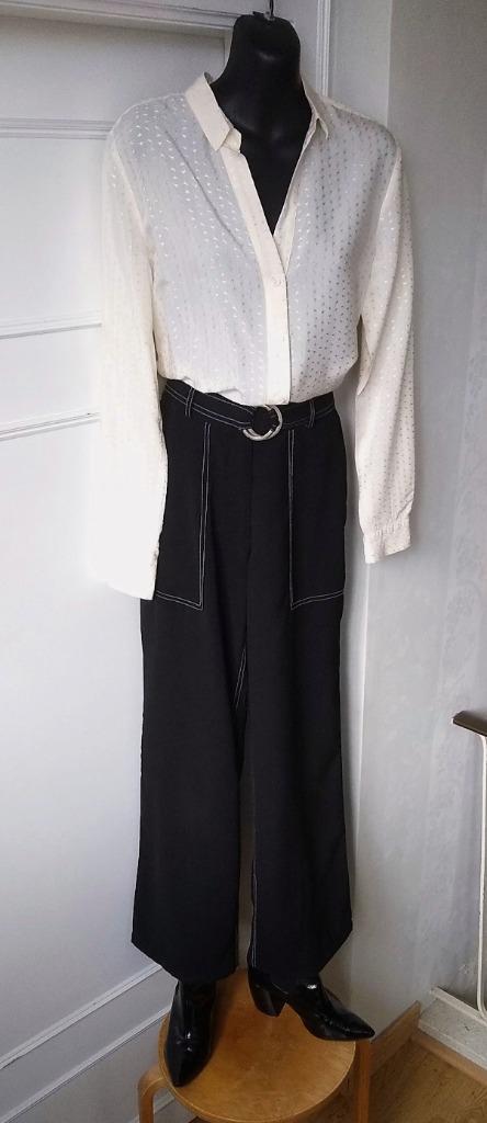 Costes Studio, geklede "contrast stitch" broek, 34/36 - zgan, Kleding | Dames, Broeken en Pantalons, Zo goed als nieuw, Maat 36 (S)