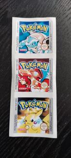 3 Vervangende etiketten Pokémon Red, Blue & Yellow, Consoles de jeu & Jeux vidéo, Jeux | Nintendo Game Boy, Neuf, 1 joueur, Envoi