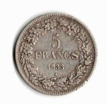 Munt / 5 Frank / Leopold Ier / 1833 /Zilver / België / 24.9g