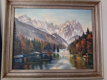 Peinture sur toile du lac Ribersee par Schmid beschikbaar voor biedingen