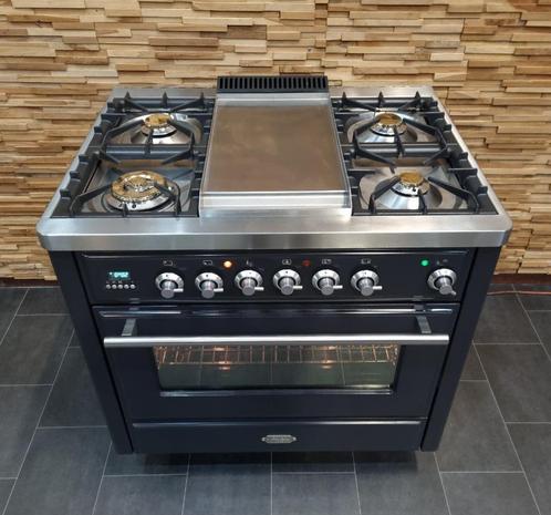 🔥 Poêle Luxe Boretti Majestic 90 cm Frytop anthracite, Electroménager, Cuisinières, Comme neuf, Autoportant, 5 zones de cuisson ou plus